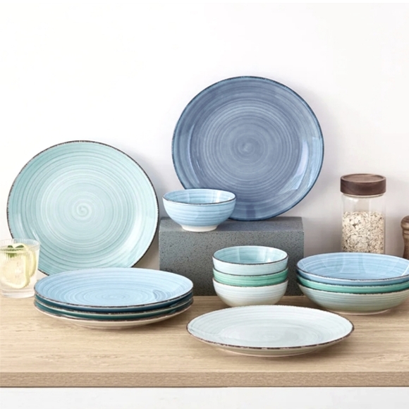 🆕Turquoise Ceramic Dinner Plates Set of 4 - Picture 2 of 15